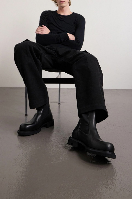 Photo: Rick Owens - Beatle Gabe Leather Chelsea Boots - Black