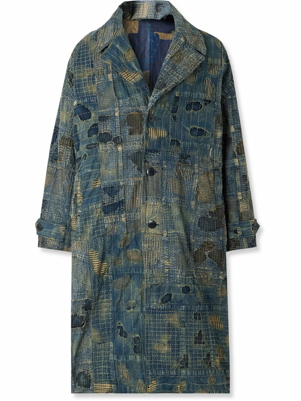 Photo: KAPITAL - Boro Cavalier Distressed Cotton and Linen-Blend Jacket - Blue