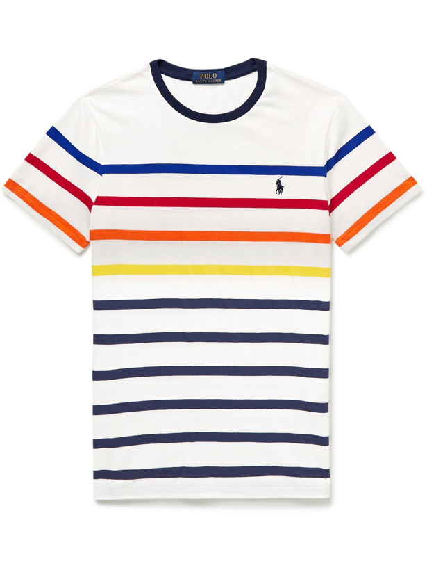 Photo: POLO RALPH LAUREN - Slim-Fit Logo-Embroidered Striped Cotton-Jersey T-Shirt - Multi