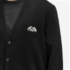 Alexander McQueen Men's Embroidered Seal Logo Cardigan in Black