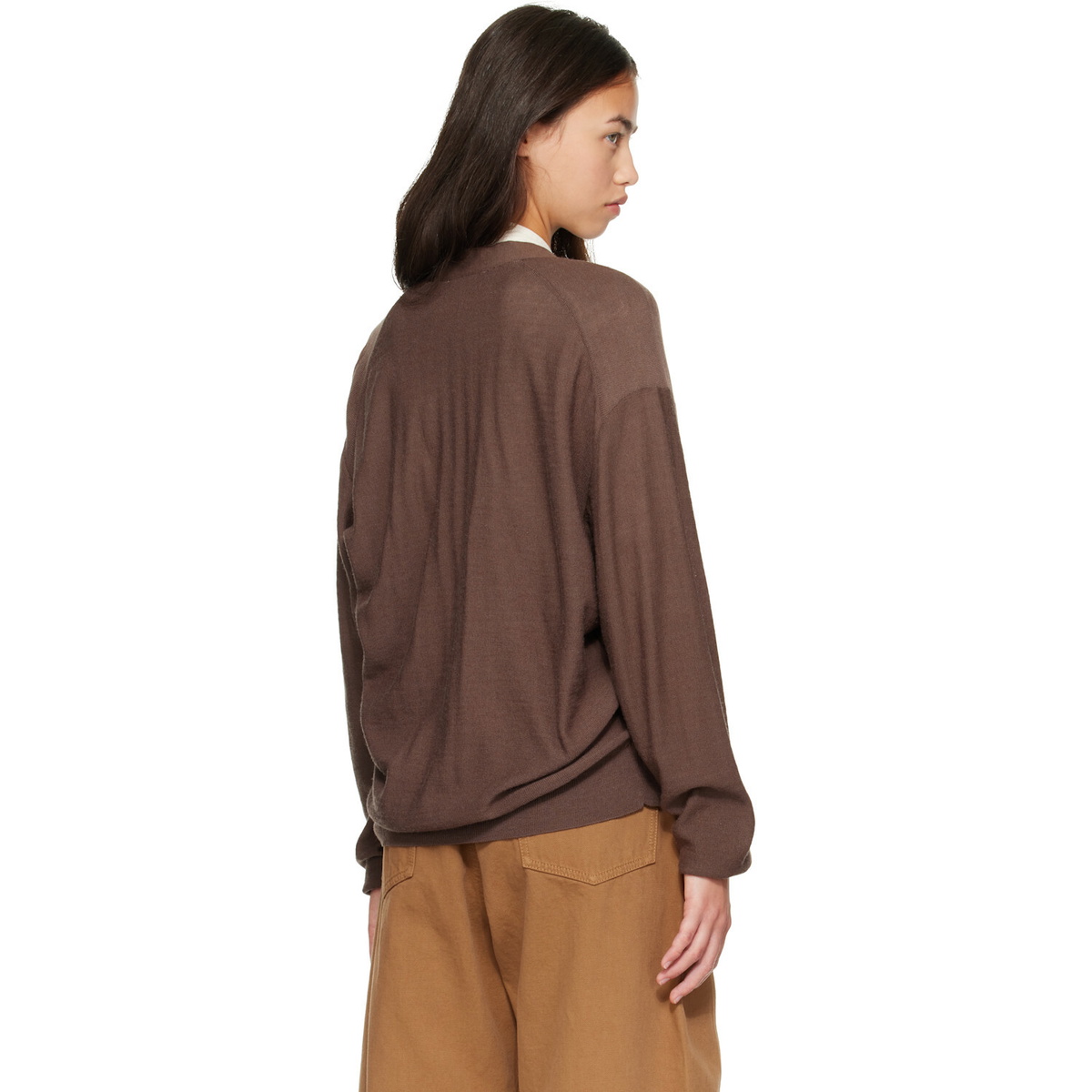 LEMAIRE Brown Relaxed Twisted Cardigan