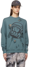 Billionaire Boys Club Blue Distressed Astro Logo Sweatshirt