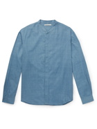 11.11/ELEVEN ELEVEN - Lean Grandad-Collar Organic Cotton Shirt - Blue - S