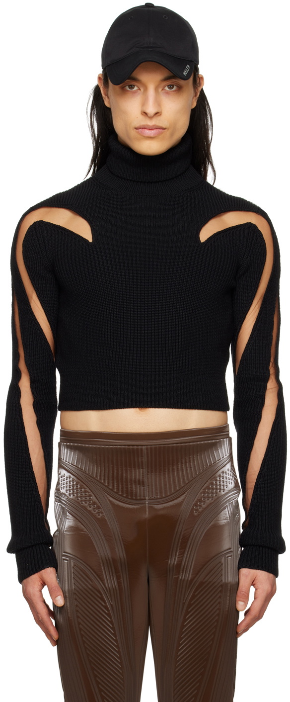 Mugler Black Paneled Turtleneck Mugler