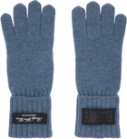 MM6 Maison Margiela Blue Wool-Blend Knit Gloves
