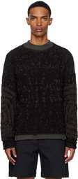 ROA Black & Brown Vortex Crewneck Sweater