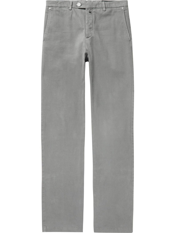 Photo: Kiton - Straight-Leg Stretch-Cotton Twill Trousers - Gray