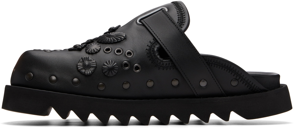 Toga Virilis SSENSE Exclusive Black Eyelet Metal Sabot Slip-on Loafers