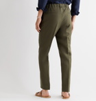 De Petrillo - Tapered Linen Drawstring Trousers - Green