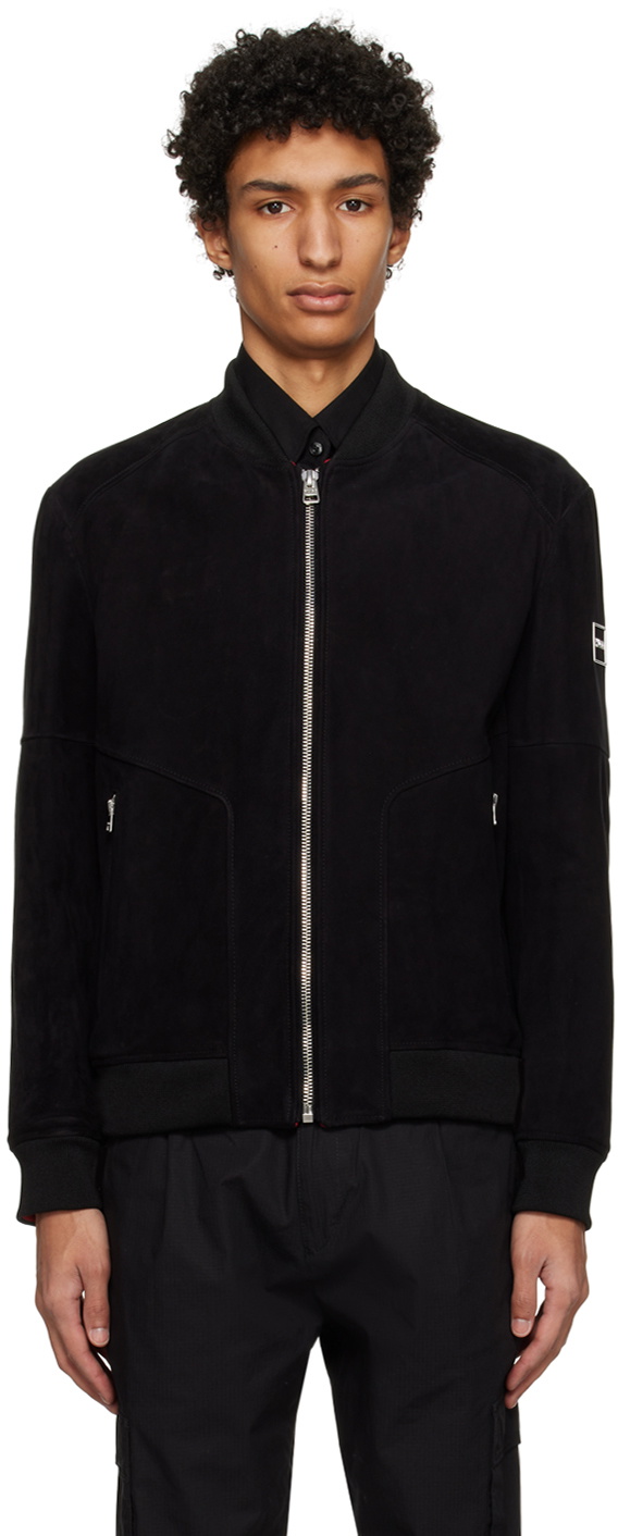 Hugo Black Zipped Bomber Jacket Hugo Boss