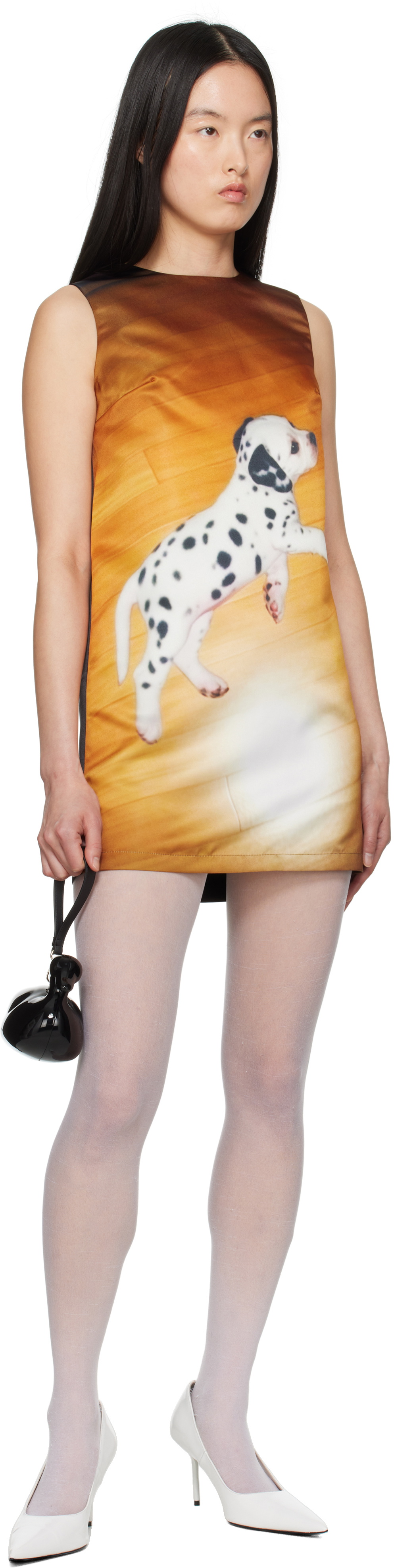 Ashley Williams Yellow & Black Printed Minidress
