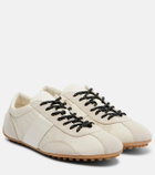 Tod's Suede-trimmed satin sneakers