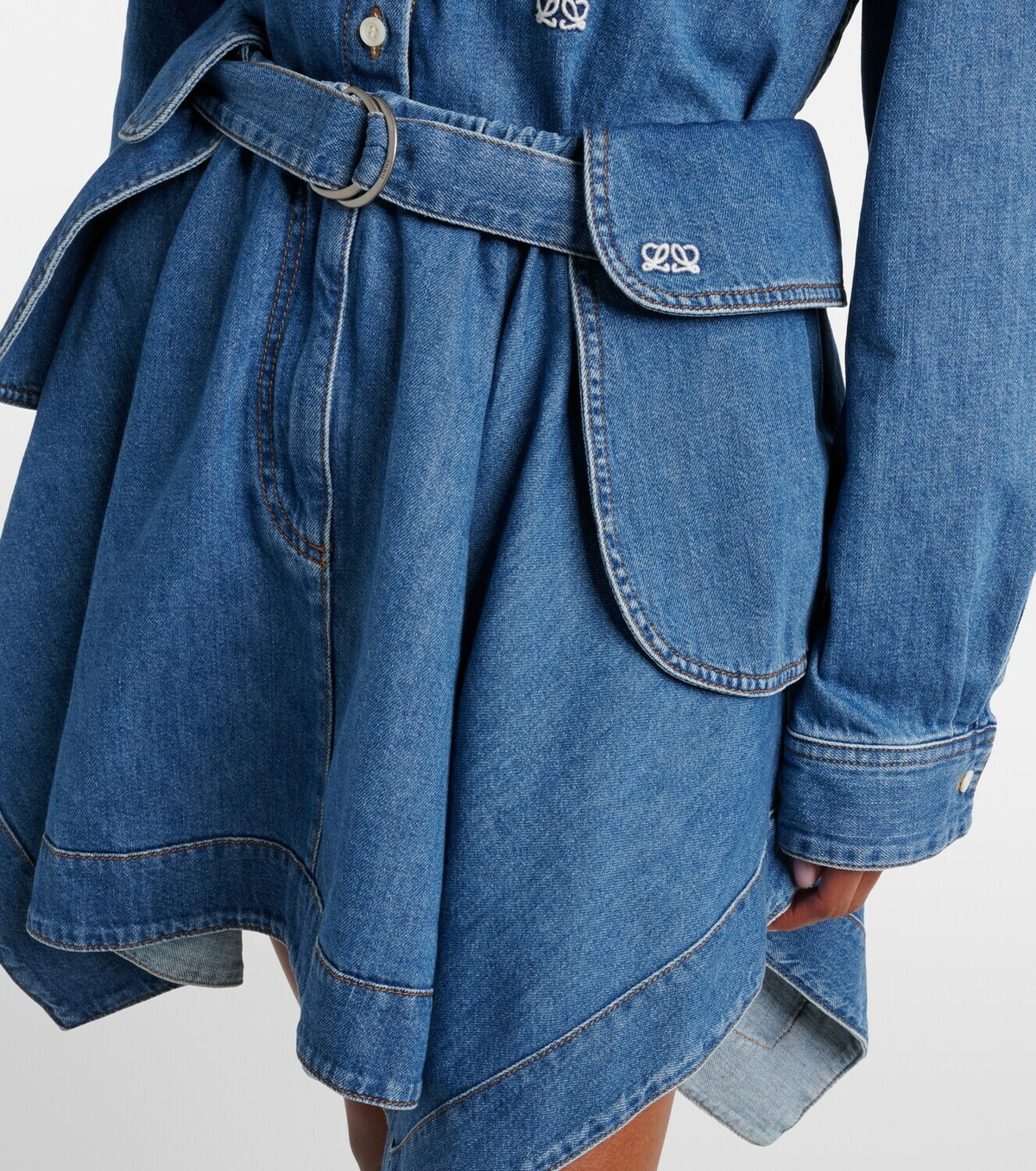 Loewe Double L belted denim miniskirt