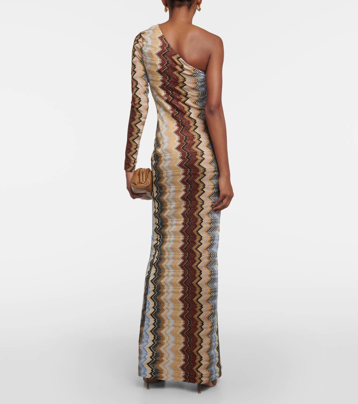 【MISSONI】One-shoulder striped maxi dress マキシドレス Zigzag sheer one-shoulder maxi dress in multicoloured