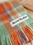 Acne Studios - Vana Logo-Appliquéd Fringed Checked Knitted Blanket