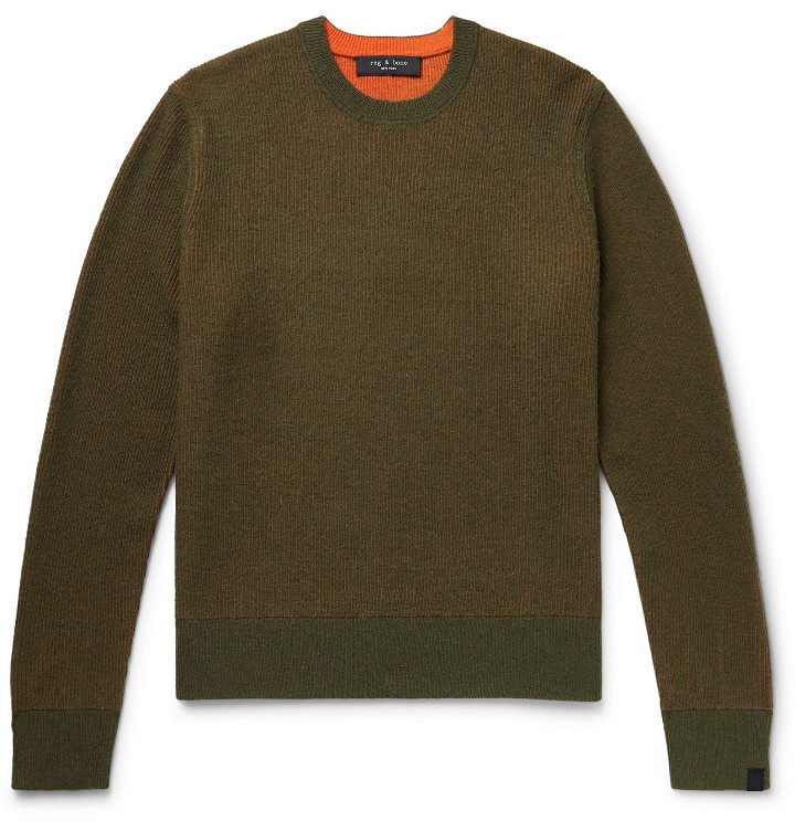 Photo: RAG & BONE - Finch Reversible Wool and Cashmere-Blend Sweater - Green