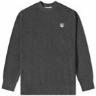 Maison Kitsuné Men's Fox Head Patch Relaxed Knit in Grey