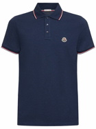 MONCLER - Logo Patch Cotton Polo Shirt