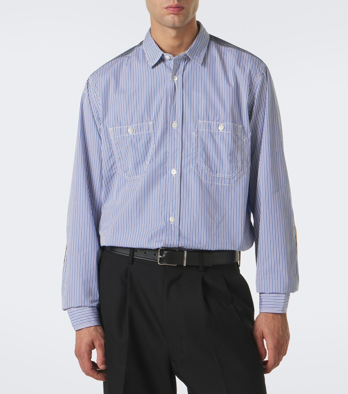Junya Watanabe Paneled striped cotton shirt