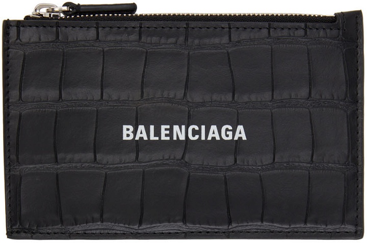 Photo: Balenciaga Black Croc Cash Long Card Holder