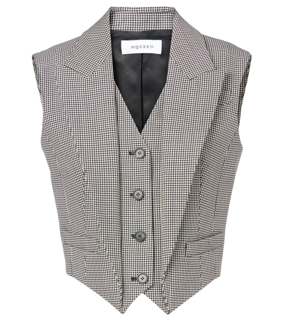 ジャケット ALEXANDER MCQUEEN Women Vests 798500QJAEI 1124 GREY Women's Cobweb Lace Sleeveless Jacket in Black | Alexander