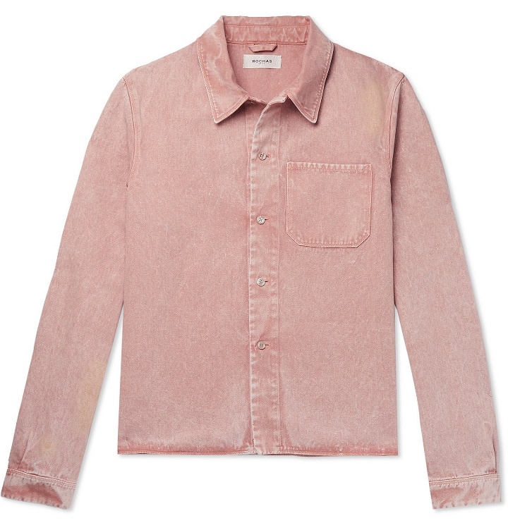 Photo: Rochas - Marble-Dyed Cotton and Linen-Blend Shirt Jacket - Pink