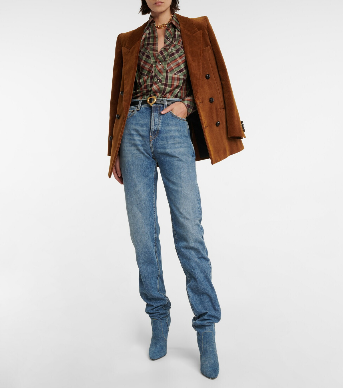 Saint Laurent - Cotton denim Pantaboots (FR38/shoe 39) Saint Laurent