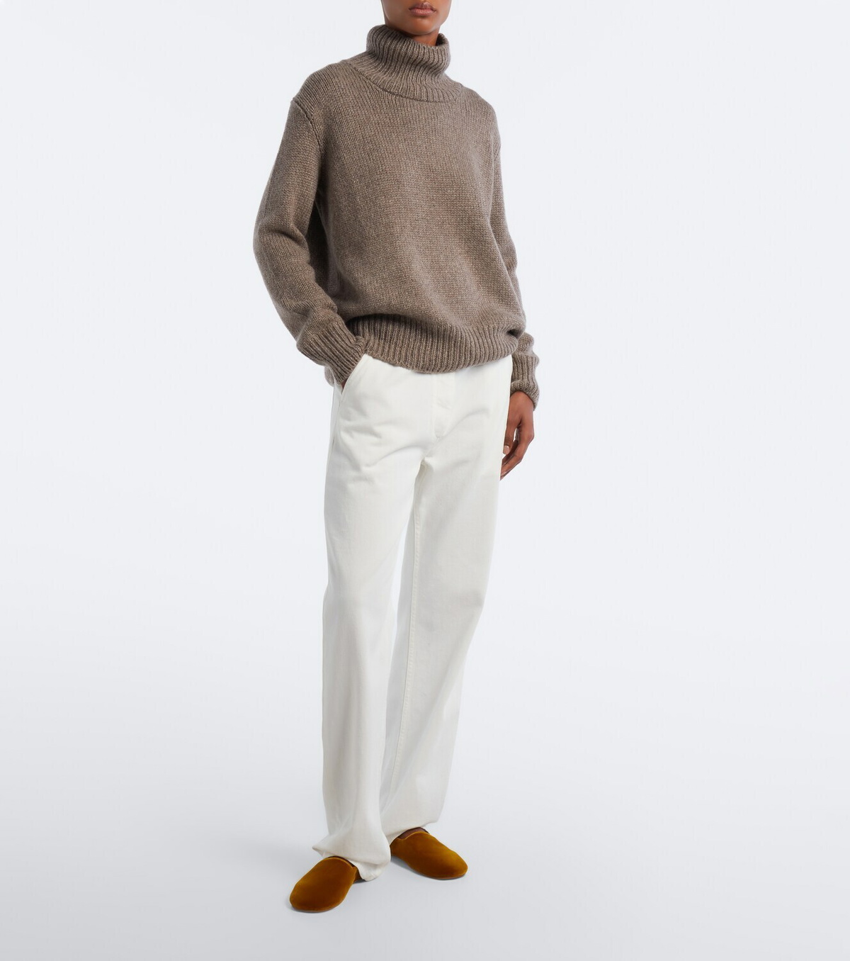 The Row Ponti velvet slip-on shoes