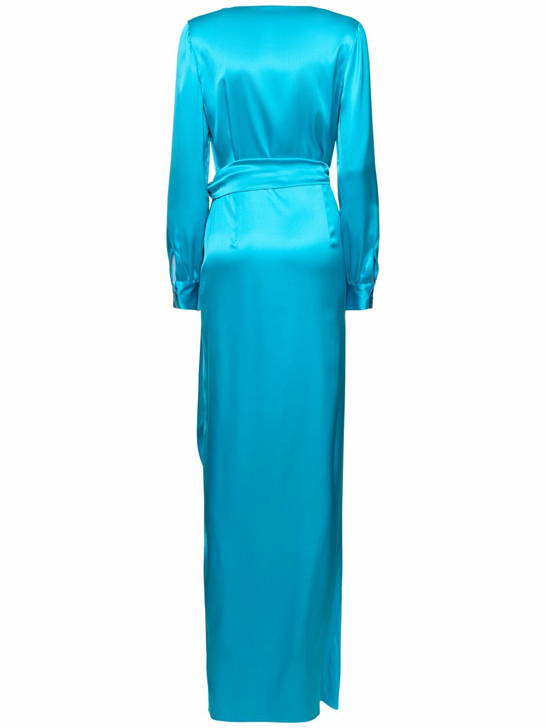 RALPH LAUREN COLLECTION Saundra Silk Satin Long Wrap Dress