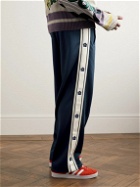 KENZO - Straight-Leg Logo-Embroidered Striped Jersey Sweatpants - Blue