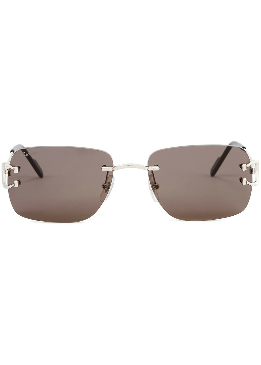 Cartier Signature C De Cartier Rimless Rectangle-frame Sunglasses ...