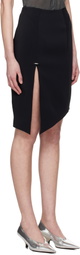 Mugler Black Asymmetrical Pierced Midi Skirt