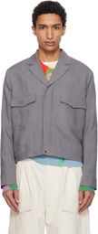 Paul Smith Purple Linen Open-Collar Jacket
