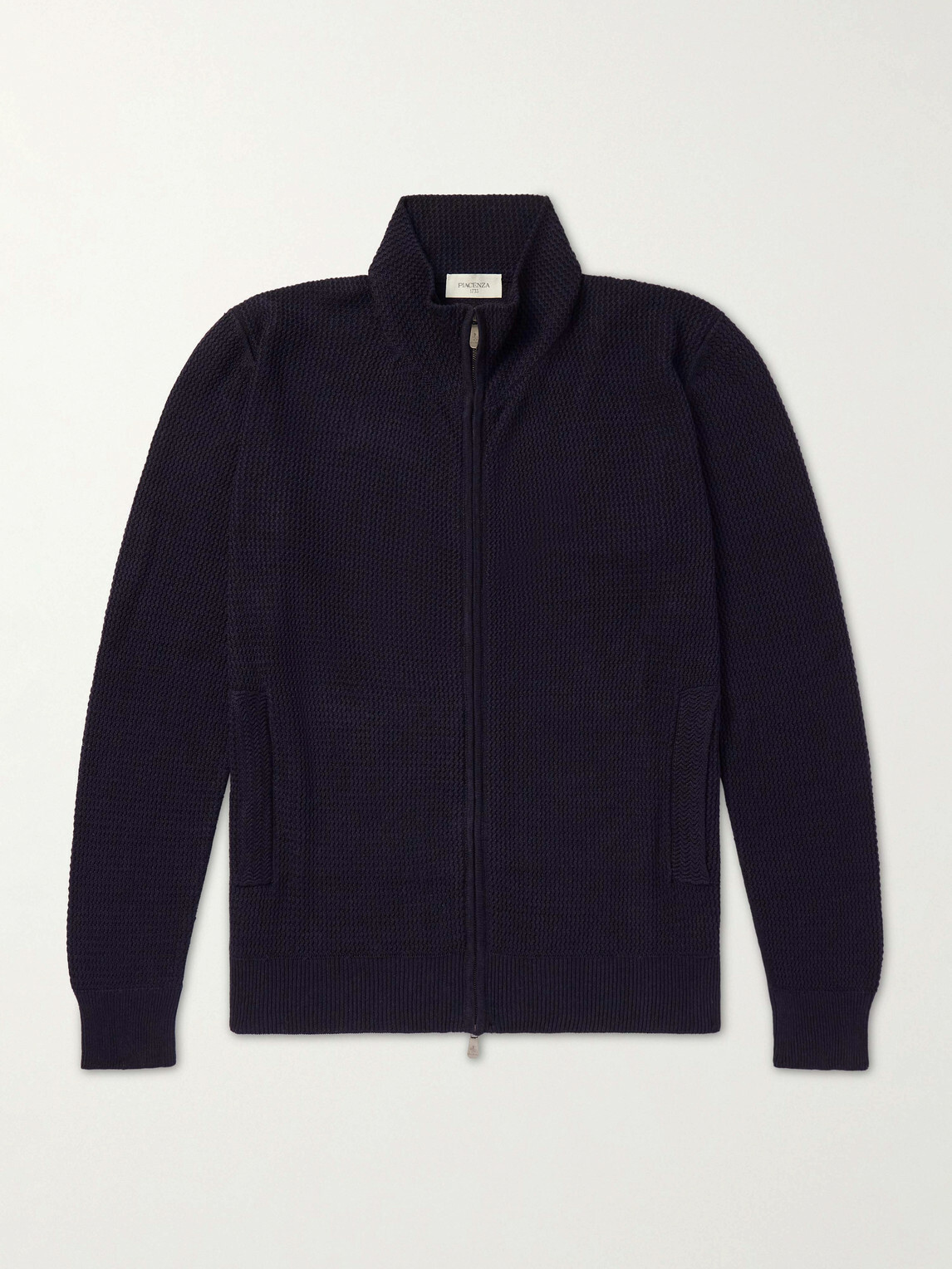 PIACENZA 1733 - Knitted Silk and Linen-Blend Zip-Up Cardigan - Blue