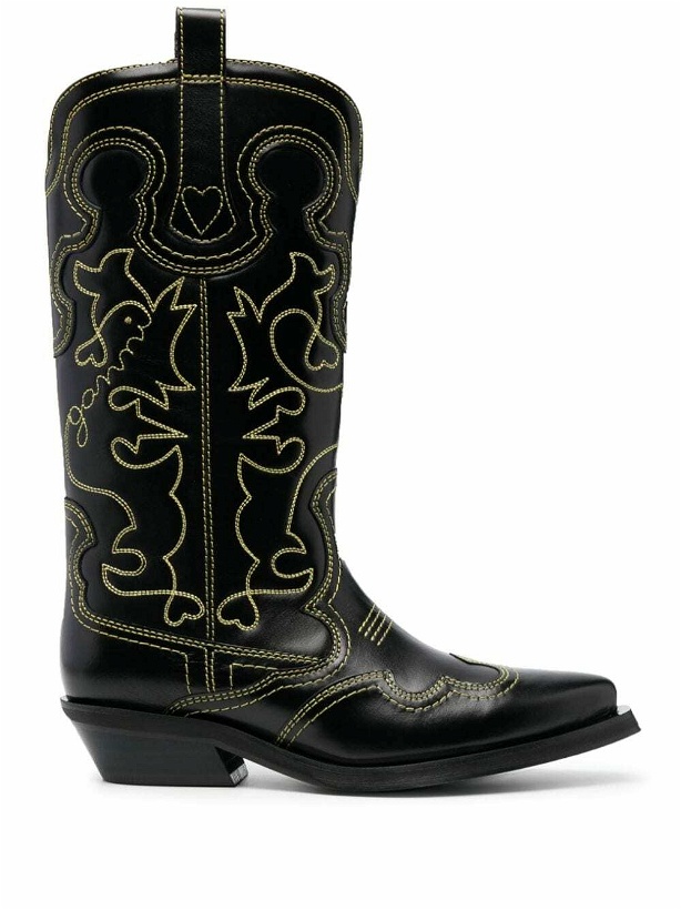 Photo: GANNI - Embroidered Leather Western Boots