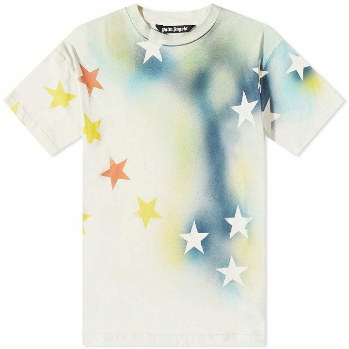 Photo: Palm Angels Men's Sprayed Stars T-Shirt in White/Multi