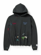 Gallery Dept. - Paint-Splattered Embellished Cotton-Jersey Hoodie - Black