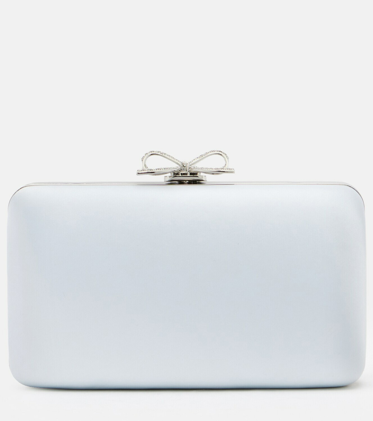 Self-Portrait Bow embellished satin clutch