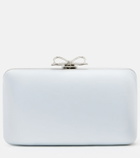Self-Portrait Bow embellished satin clutch