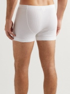 Hemen Biarritz - Albar Ribbed Organic Stretch-Cotton Boxer Briefs - White