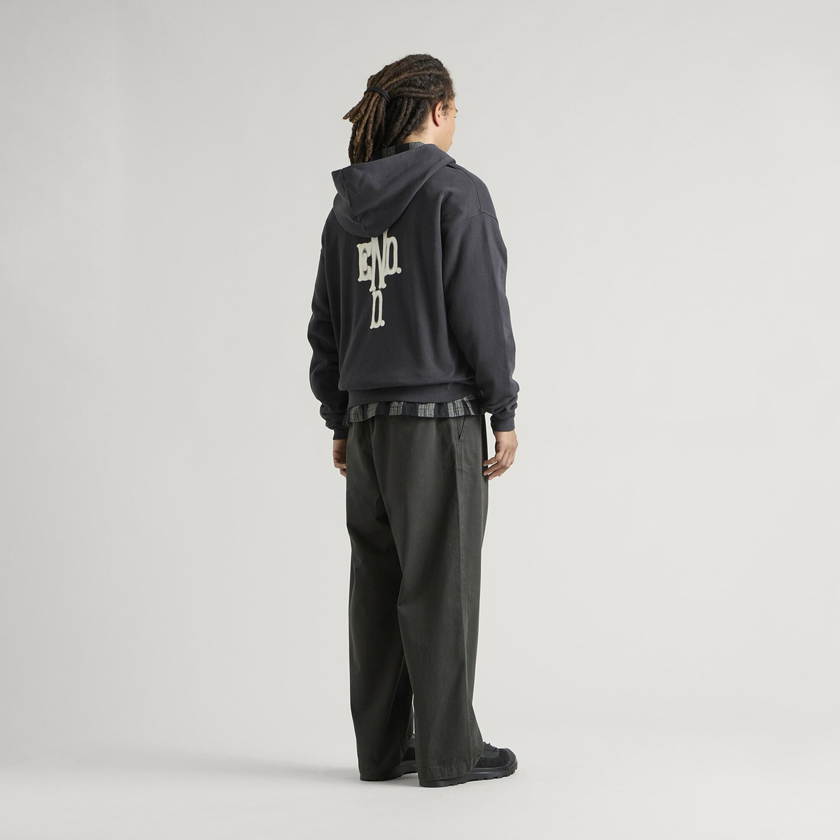 END. Cross Zip Hoodie in Cinder Black