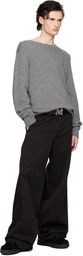 Palm Angels Black Leather Monogram Belt