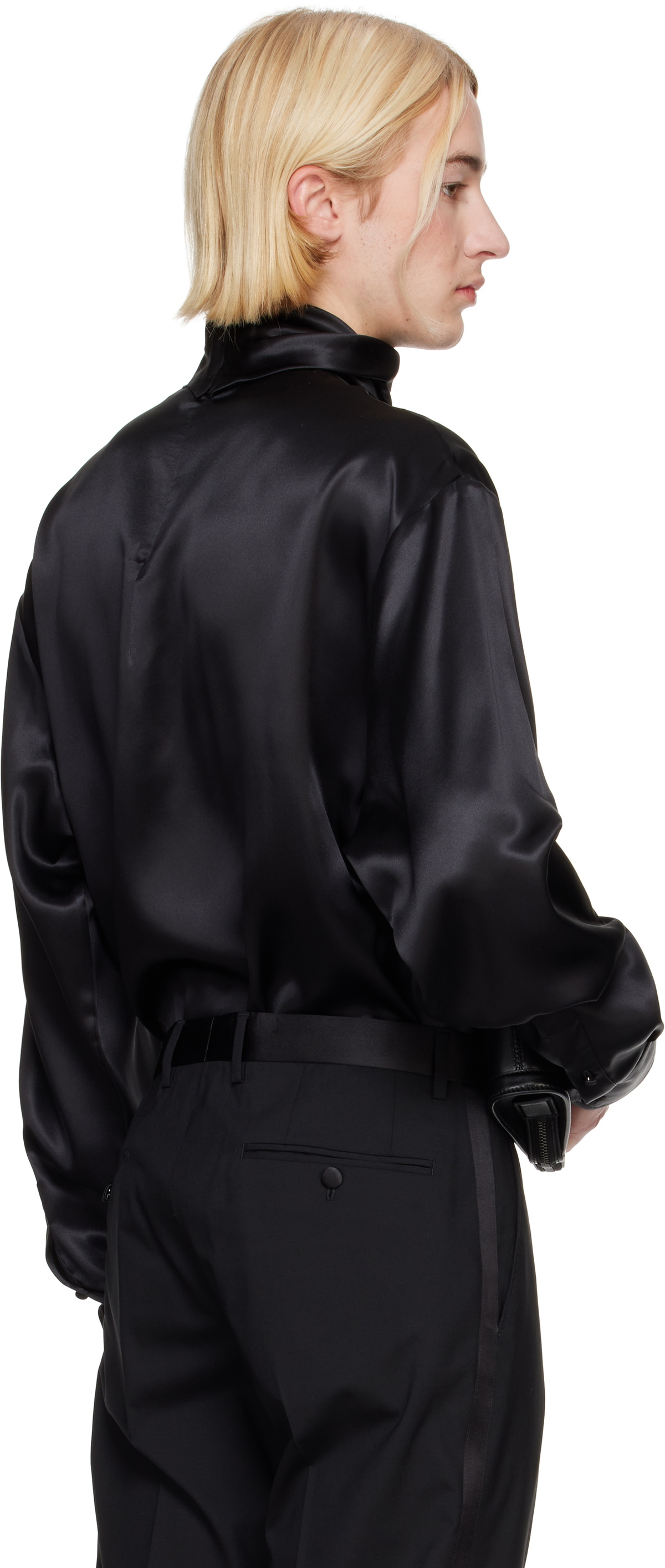 DOLCE&GABBANA シルクブラウス Dolce&Gabbana Black Loose Silk Turtleneck Dolce & Gabbana