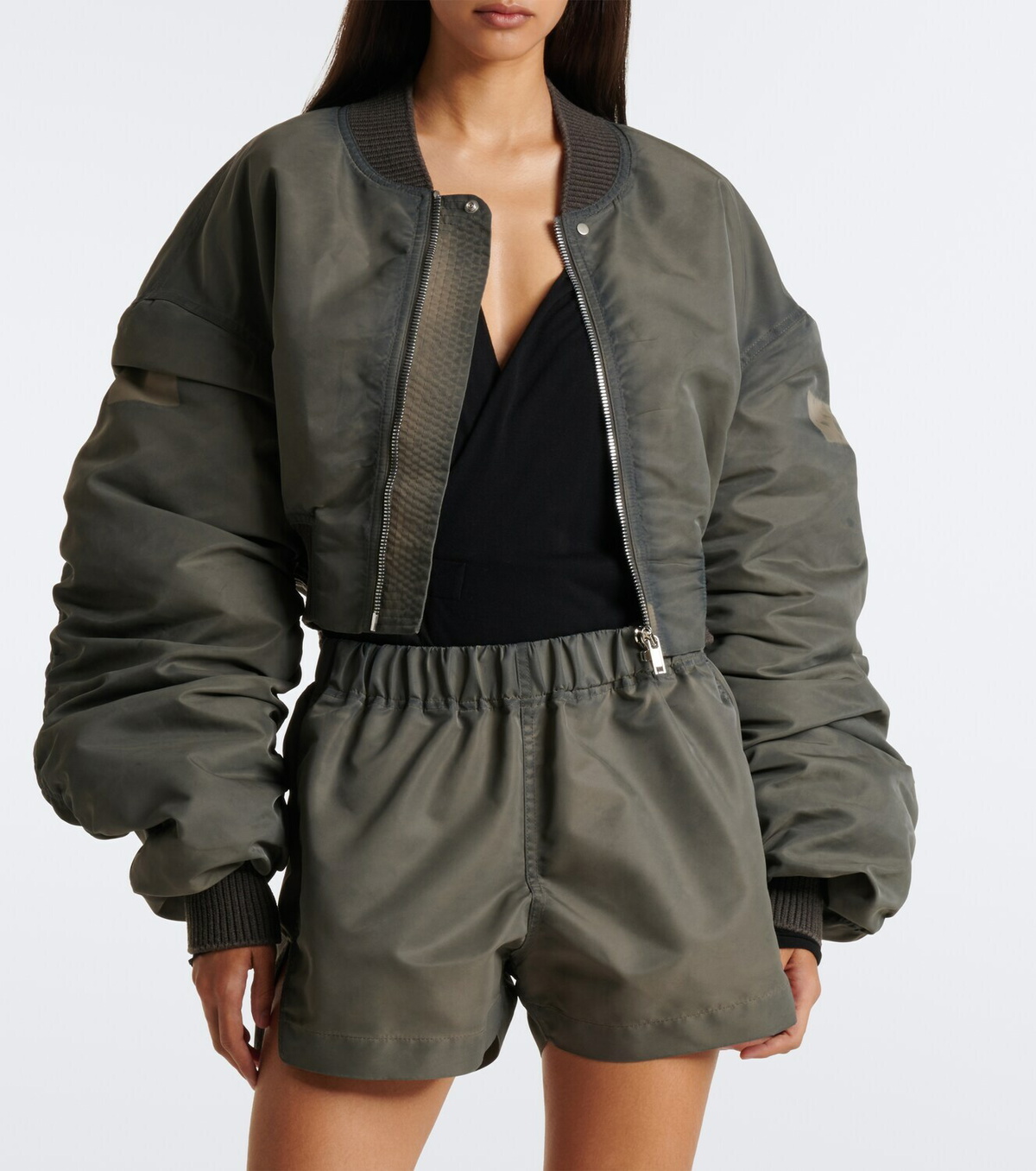 Rick Owens Secchia cropped satin bomber jacket