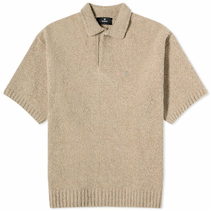 Photo: Represent Men's Boucle Textured Knit Polo Shirt in Cahsmere