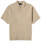 Represent Men's Boucle Textured Knit Polo Shirt in Cahsmere