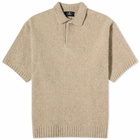 Represent Men's Boucle Textured Knit Polo Shirt in Cahsmere