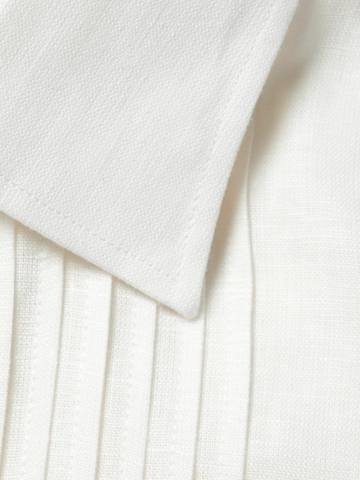 Favourbrook - Pintucked Linen Tuxedo Shirt - White