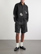 Kartik Research - Repair Embroidered Linen Shirt - Black