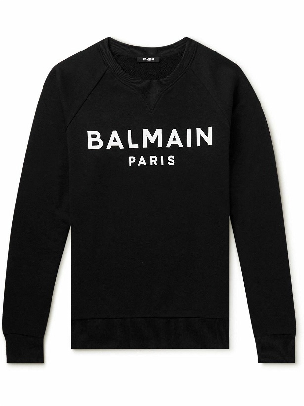 Photo: Balmain - Logo-Print Cotton-Jersey Sweatshirt - Black